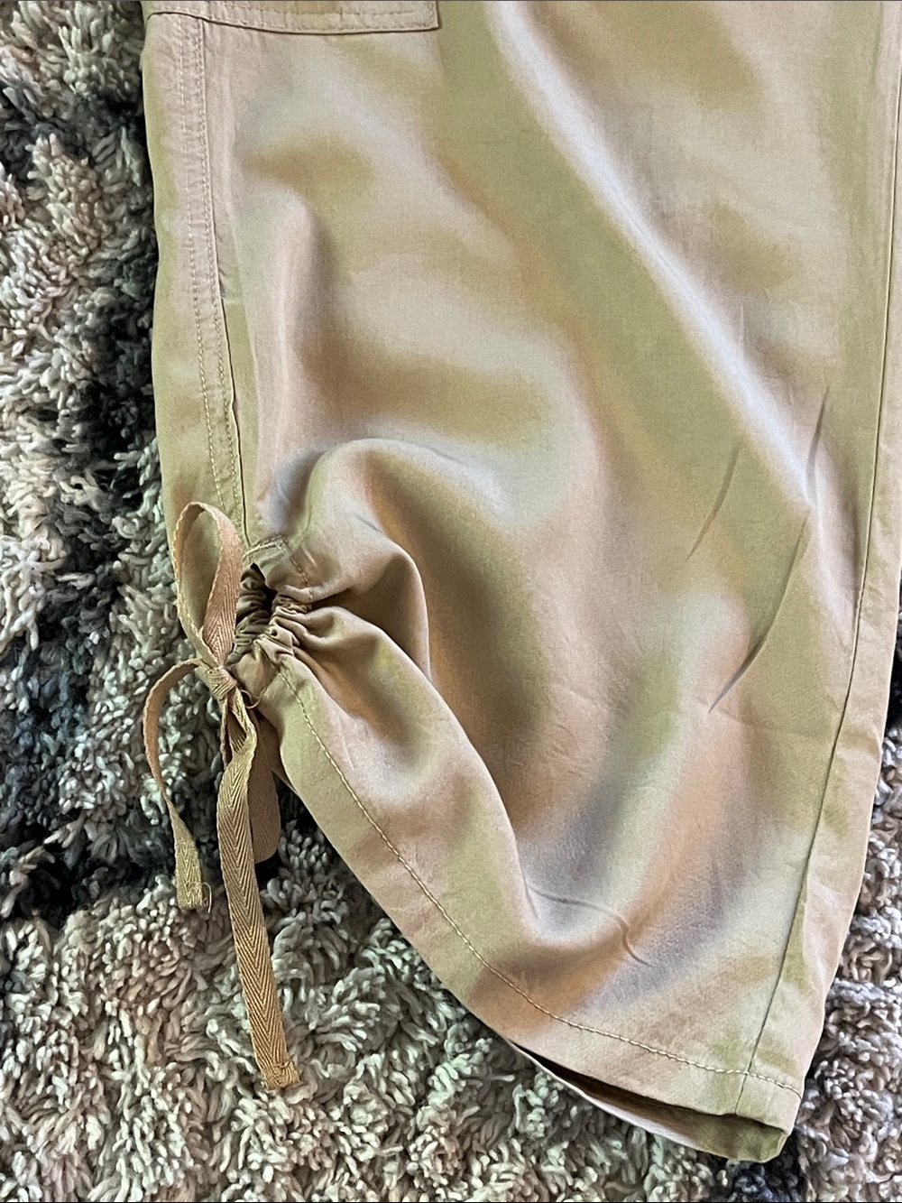 NWT One 5 One 151 Khaki Cargo Crop Pants Drawstring Hem Women’s XL - Picture 3 of 9